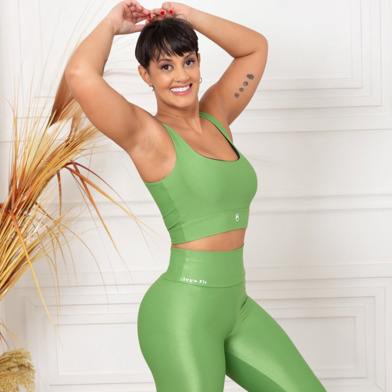 Conjunto Canelado de Compressão - Alça Média - Jade