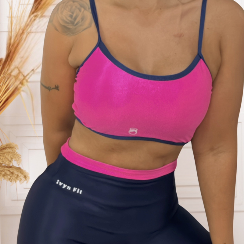Conjunto Legging + Top Cavado Alça Fina Bicolor - Diva
