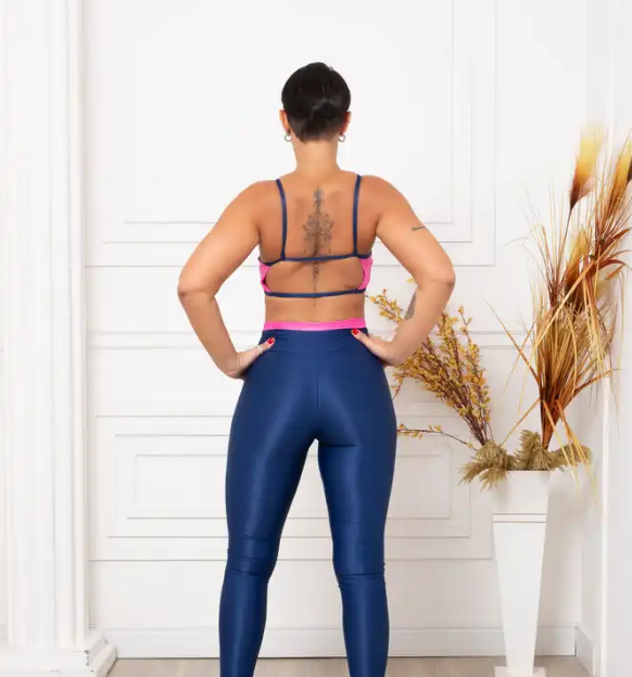 Conjunto Legging + Top Cavado Alça Fina Bicolor - Diva